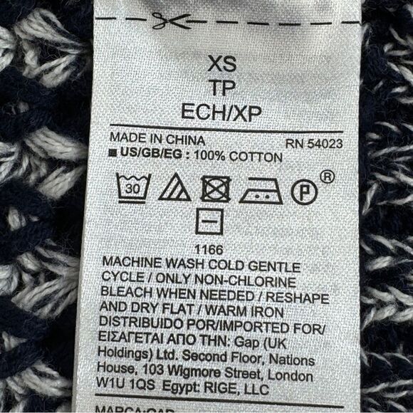 Gap Ribbed Toggle Front Long Cardigan Sweater Blue White XS Fisherman Nautical - Picture 14 of 16